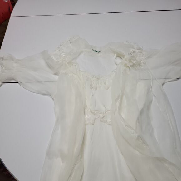 CAPRI Originals Robe Slip Set Womens Small Dress Cream Sleeveless Lace Butterfly - Picture 3 of 13